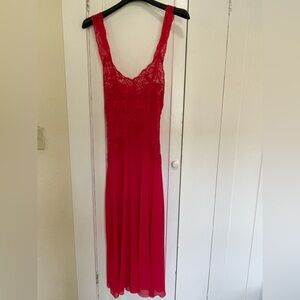 Vintage Victoria’s Secret 90’s Elegant Red Lace slip dress gown size medium